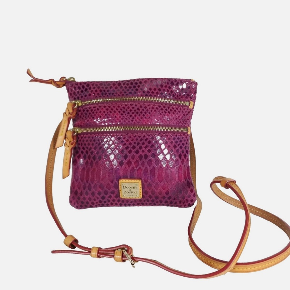 Dooney & Bourke Raspberry Snakeskin Crossbody